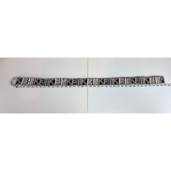 Boho Black White Geometric Print Adjustable Belt Women's Size 0 - 1 - Picture 5 of 7